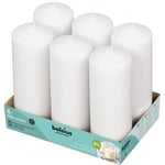 Bolsius Pillar Candle White 20 cm Unscented Home Decor 80 Hour Burn 6 Pack