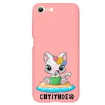 Coque rose Iphone 7 8 et SE 2020 et 2022 chat catitude plage