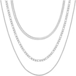 3-delat halsband dam justerbart skiktat halsband set stapelbart choker halsband pärlor rostfritt stål halsband kedja silver halsband kvinnor flickor