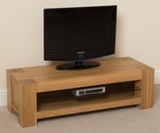 Kuba Solid Oak Small Widescreen TV Unit | Oak TV Unit with Storage