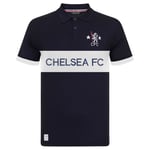 Chelsea FC Official Football Gift Mens Retro Cut & Sew Polo Shirt Blue Small