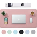 Multifunktionell kontorsmusmatta, 80 X 40 Cm vattentät bordsmatta i PU-läder, ultratunn musmatta, halkfri skrivbordsmatta, för kontor och hem-rosa