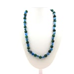 Collier perles Apatite bleu du Brésil + Mica vert de Tanzanie 8 mm Collier femm