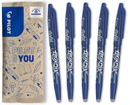 PILOT - Lot de 5 FriXion Ball 07 - Encre Gel Effaçable - Stylo Roller Rechargeable - Bleu - Pointe moyenne