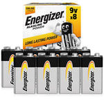 Energizer 9V Battery Pack, Alkaline Power, Amazon Exclusive, 8 Pack