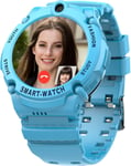 Smartwatch Téléphone Pour Enfants, 4g Appel Vidéo Montre Wifi + Gps Appels Mode École Fonction Sos Mp3 Réveil Montre Téléphone Pour Enfants Enfants Cadeau 7-15 Ans Argent, Bleu