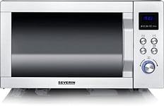 SEVERIN Four à micro-ondes 25 L, 2 050 W, Four micro-onde gril et chaleur tournante pulsée, Micro-onde 10 niveaux de puissance, Fond plat en céramique, Inox, MW 7777