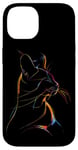 iPhone 14 Vibrant Cat Silhouette Line Drawing Beauty Case