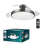 Philips Atlas LED Plafonnier ventilateur 28W+35W, 2700-5500K, nickel, télécommande incluse