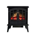 JHSHENGSHI Fireplaces 900-1800W Two-door Freestanding Room Heater with Log Burner Flame Panorama Design Portable And Mobile