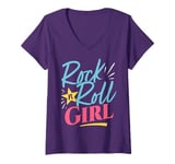 Womens Rock N Roll Girl Purple Darla Violet V-Neck T-Shirt