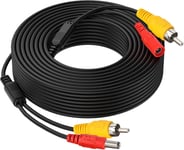 Cctv Vidéo Cable Rallonge Rca Jack Câble + Dc D'Alimentation 2.1X5.5Mm Plug 2-In-1 Pour Recul Voiture Prise Phono Connecteur Caméra Moniteur 15M 50Ft