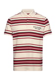 Stripe H Ycomb Monotype Polo Tops Polos Short-sleeved Cream Tommy Hilfiger