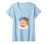 Womens Disney Snow White & The Seven Dwarfs Happy Face V-Neck T-Shirt