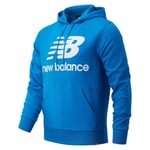 NEW BALANCE MEN'S ESSENTIALS STACKED LOGO HOODIE BLUE RETRO COMFY WARM NEW OG XS