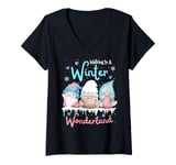 Womens Walking In A Winter Wonderland Three Gnome Funny Christmas V-Neck T-Shirt