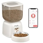 PUPPY KITTY Distributeur Croquettes Chat Automatique, 2,4G WiFi Distributeur Croquettes Chat avec Bols en Acier Inoxydable, Connecté App, Enregistrement Vocal 10S, 10 Repas par Jour