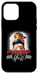 Coque pour iPhone 12 mini Its Raceday Yall Dirt Track Racing Car Lover Messy Bun