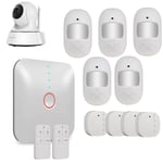 Kit alarme maison GSM & WIFI LIFEBOX - 1 caméra IP - 4 détecteurs d'ouverture - 5 détecteurs de mouvement