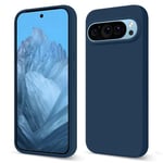 Tveinan Silicone Case for Google Pixel 9 / Pixel 9 Pro, Soft-Touch, Shockproof Dustproof Protective Phone Case, Flexible Slim Thin Cover for Pixel 9 / Pixel 9 Pro - Dark Blue