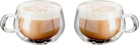 Judge Double Walled Glass Cappuccino Coffee Handled Cups, Set of 2, 225ml - - &