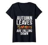 Womens Autumn Leaves Are Falling Down Fall Leaves V-Neck T-Shirt