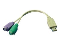 Logilink Adapter Usb - 2X Ps/2, 0,2 M, 2X 6-P Mini-Din, Usb A, Hankoppling, Honkoppling, Grå