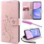 YIRSUR for Samsung Galaxy A35 5G Case with Screen Protector and Touch pen, Leather Flip Wallet Women Girls Case Magnetic Closure Cover with Card Slots and Kickstand for Galaxy A35 5G Phone Cover Pink