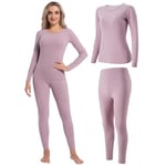 INNERSY Ensemble sous Vetement Thermique Femme Haut Legging Pyjama Thermiques Hiver Ski Randonnée (Lilas, M)