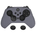 PlayVital Housse de Protection pour Xbox Elite Série 2 Manette,Coque en Silicone Souple pour Xbox Elite Série 2 Controller,Grip Cover avec Capuchon Joystick-Gris Métallisé(Édition Samouraï)