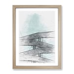 Sketching The Architecture Vol.33 Modern Framed Wall Art Print, Ready to Hang Picture for Living Room Bedroom Home Office Décor, Oak A4 (34 x 25 cm)