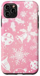 Coque pour iPhone 11 Pro Max Pink Aura Motif floral et flocons de neige d'hiver