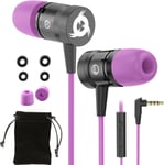 Fusion Ecouteurs Haute Qualité Audio-Nouveauté 2024-Durables-Garantis 5 Ans-Innovant-Ecouteur Intra-auriculaire avec Mousse à Mémoire de Forme et Microphone-Prise Jack 3,5mm-Violet