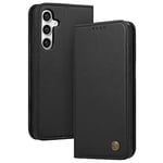 HHUIWIND Coque pour Samsung Galaxy A15 4G / 5G,Housse Etui Portefeuille Premium en Cuir PU Leather Flip Magnétique Antichoc Case Cover - Noir