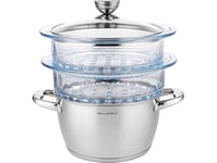 Florina Dampkokekjle Sateng 20Cm Inox 3-Dels. (2,5L Kanne, 2X 1,9L Glasskanne, Lokk)