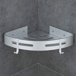 Etagere Douche sans Percage d'angle et Cuisine Serviteurs de Douche, Colle Brevetée + Auto-adhésif, Aluminium, Finition Mat.1 Pièces Argent