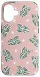 iPhone 16 Aesthetic Green Bow On Light Pink Coquette Pink Christmas Case