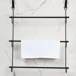 Towel Rail Black Over Door 3 Tier Towel Hanging Rail Clothes Rack Holder Airer