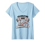 Womens 15th Wedding Anniversary Celebrating 15 Years Matching Gift V-Neck T-Shirt