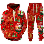 Jultomte Santa Claus 3D-tryckt Hoodie + Byxor 2-delars Set Nyårssemesterfest Casual Oversized Tröja Tracksuit Set style 14 XL