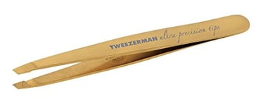 TWEEZERMAN Pince à épiler (pointes inclinées, épilation des sourcils, qualité professionnelle, acier inoxydable), Or