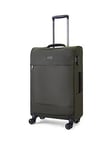 Rock Luggage Paris 8 Wheel Softshell Lightweight Medium Suitcase With Lock -Green