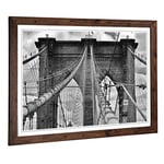 Big Box Art Framed Print of Brooklyn Bridge New York City (4) Design | Wall Art Picture | Home Decor for Kitchen, Living Room, Bedroom, Hallway, Walnut, A2 / 24.5x18 Inch / 62x45cm