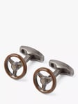 Simon Carter Steering Wheel Cufflinks, Brown