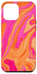 Coque pour iPhone 15 Plus Motif tendance en forme de marbre rose et orange