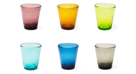 Excelsa Color Bubble Lot de 6 verres à eau, verre coloré en pâte, capacité 300 ml.