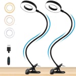 2 Pack) Lampes Lecture à Pince,3 Couleurs10 Luminosité, Lampe Bureau usb 48 led, Lampe à Pince à Col Cygne Flexible à 360 °,Lampe à Pince Pour Livre