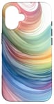 Coque pour iPhone 16 Aquarelle minimaliste abstrait pastel coloré arc-en-ciel vague