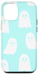 Coque pour iPhone 15 Motif fantôme d'Halloween répétitif avec fond bleu ciel