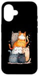 Coque pour iPhone 16 Tour de chat mignonne à empiler pour un amoureux des chats